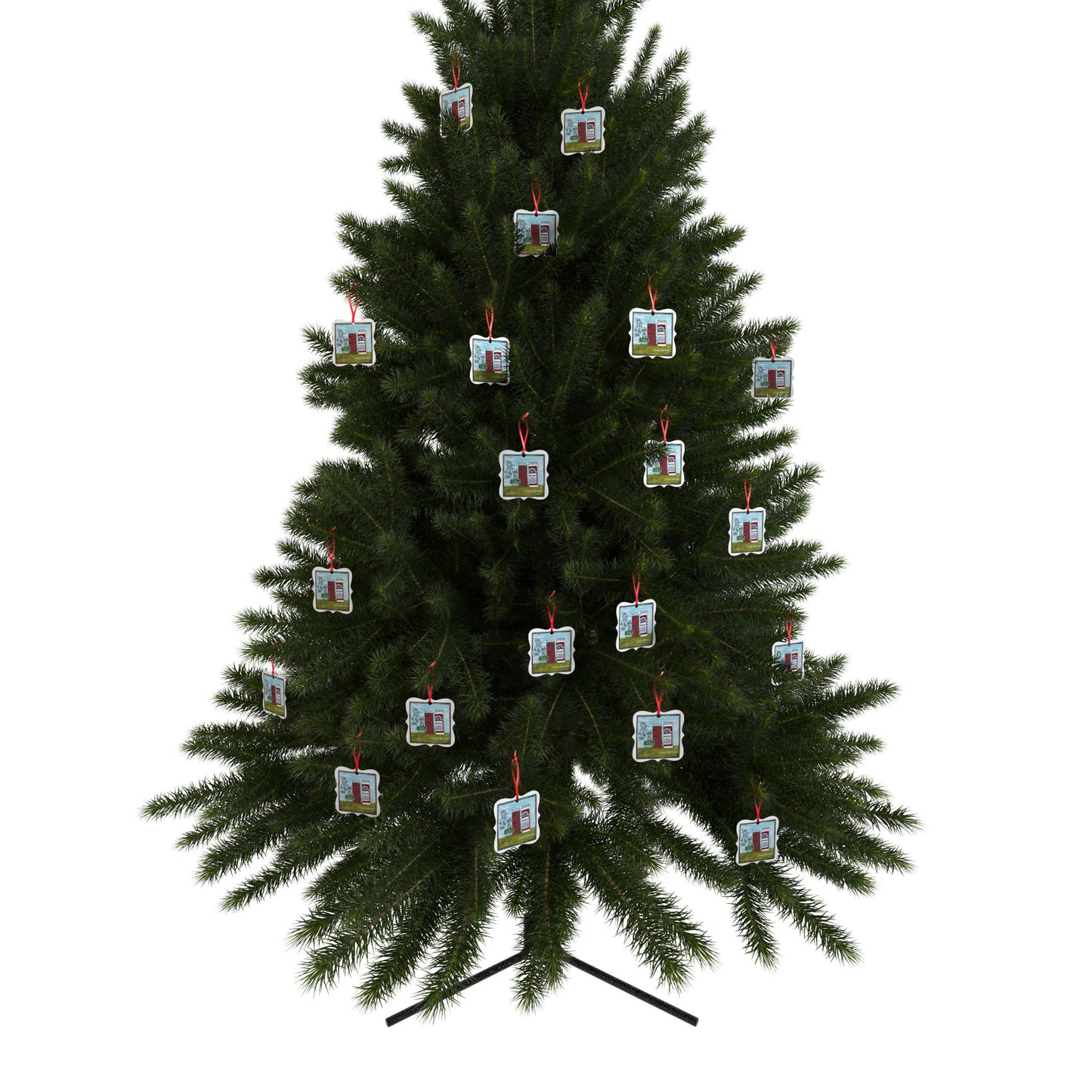 Belle Point Roadside Silos Aluminum Ornament — Rustic Beer-Themed Holiday Decoration (1–20 pcs)