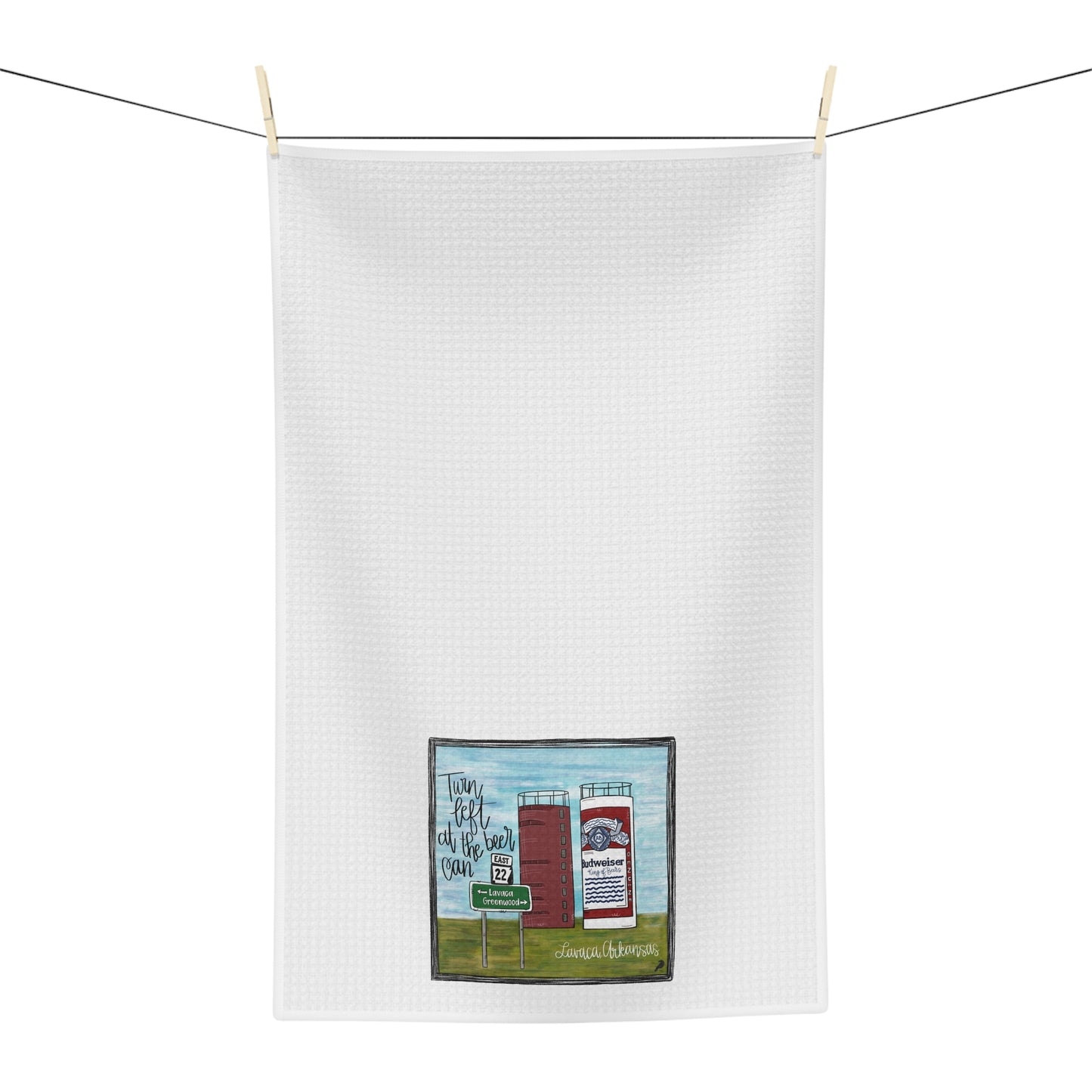Belle Point Tea Towel — Illustrated Coffee Shop Microfiber Kitchen Towel ("Take Life One Cup at a Time")