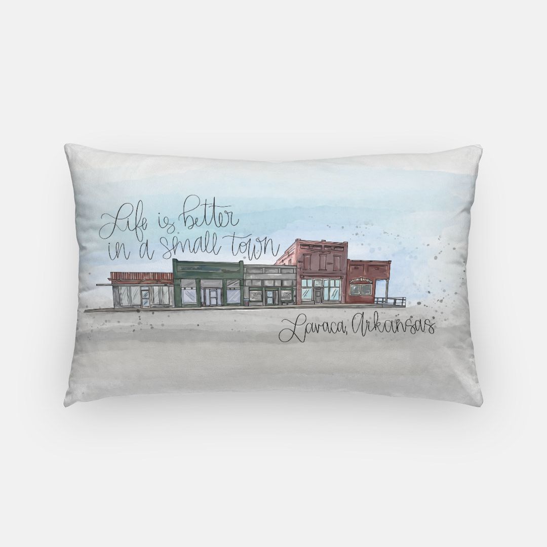 Lavaca Downtown Watercolor Lumber Pillow