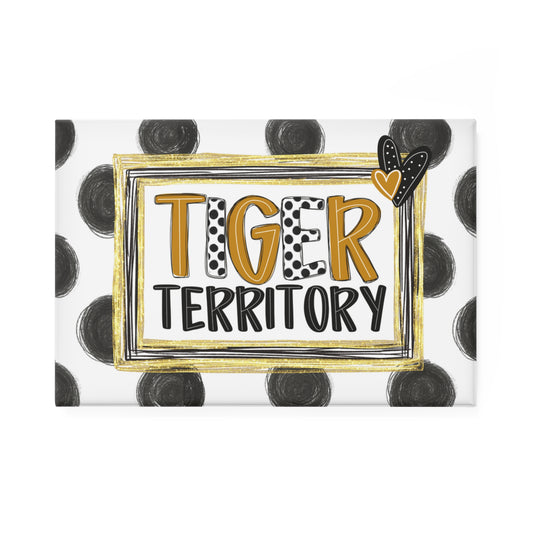 Tiger Territory Rectangle Magnet — Polka Dot School Spirit Refrigerator Magnet