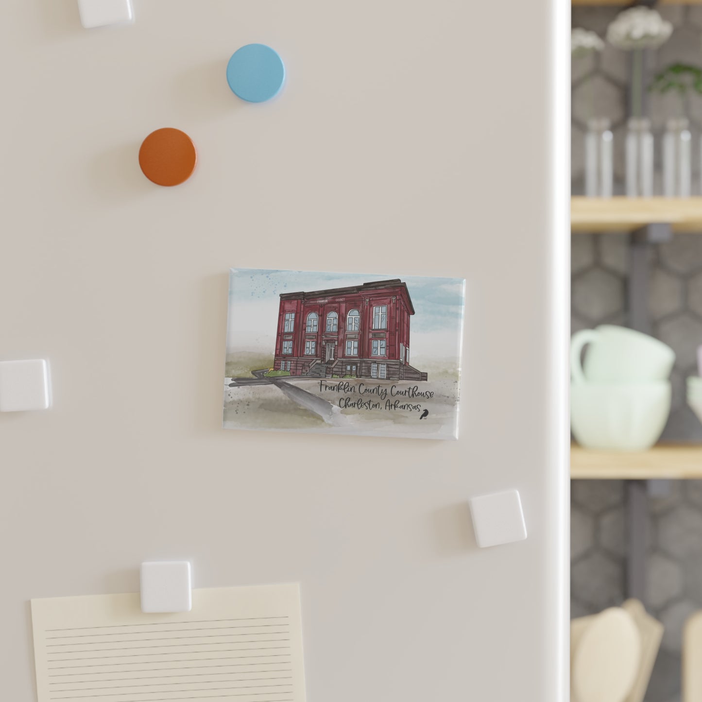 Rectangle Magnet - Franklin County Courthouse, Charleston Arkansas Illustration