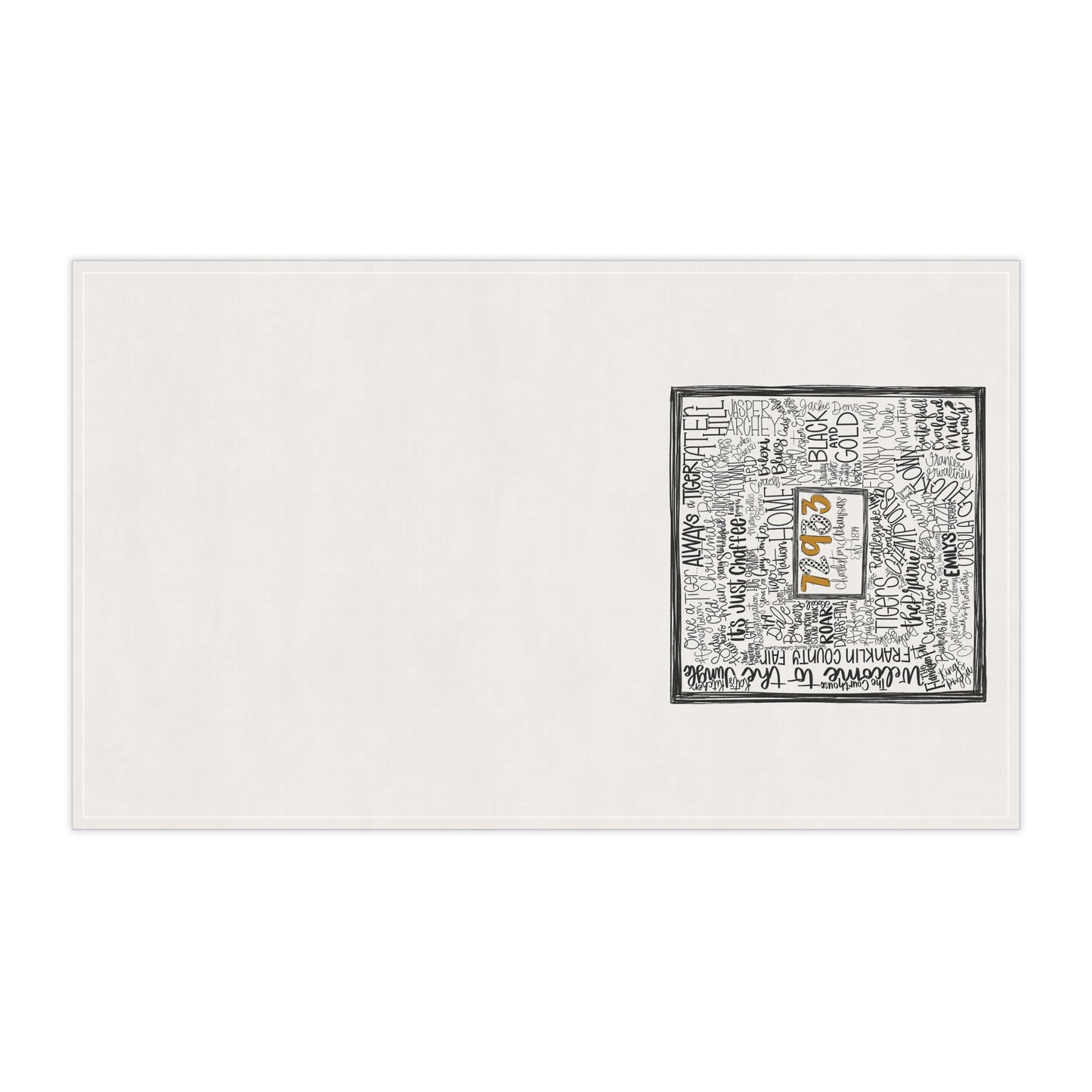 Charleston Word Art Tea Towel — Vintage Newspaper Collage Design with '7.93' Accent