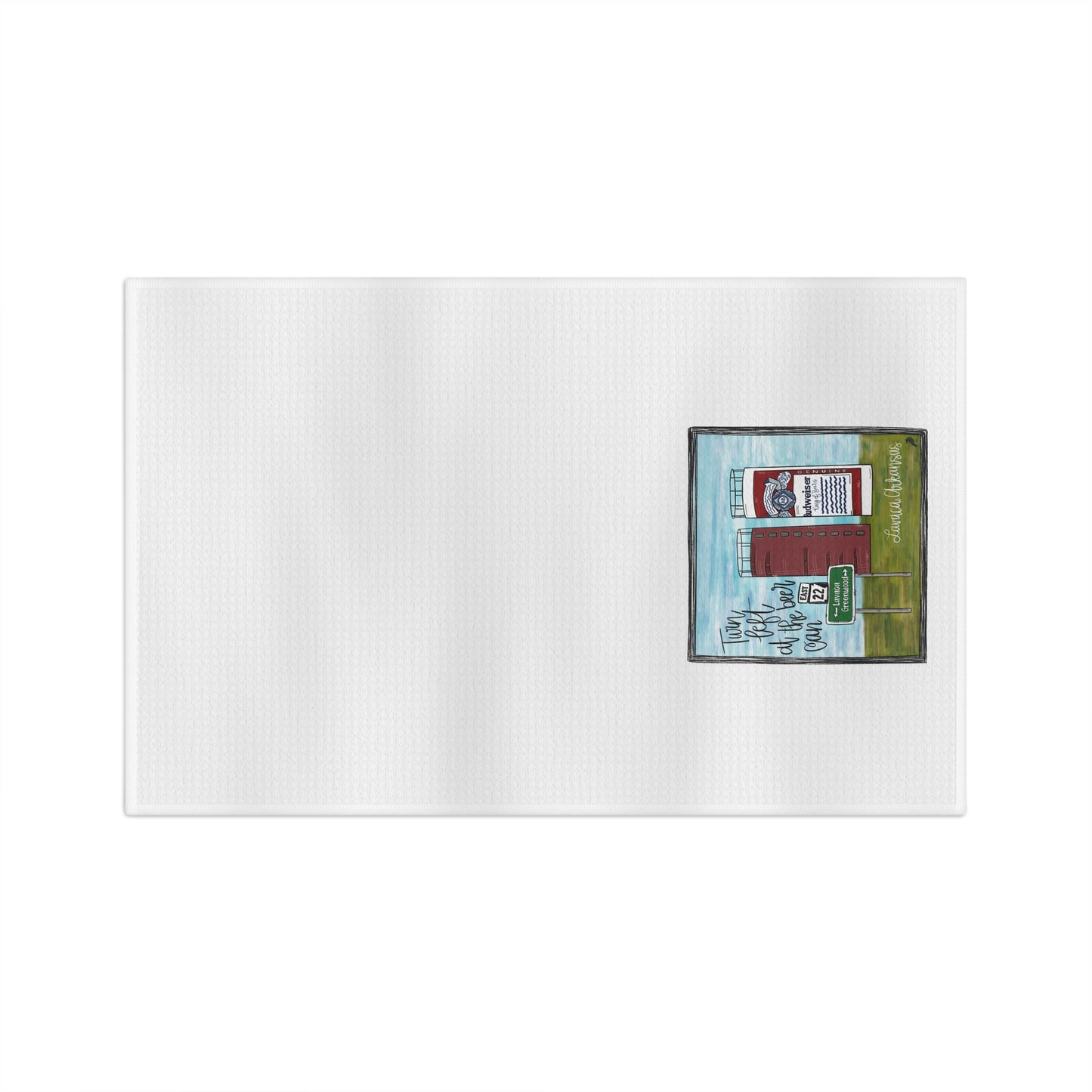 Belle Point Tea Towel — Illustrated Coffee Shop Microfiber Kitchen Towel ("Take Life One Cup at a Time")