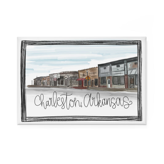 Charleston Arkansas Downtown Scene Rectangle Magnet