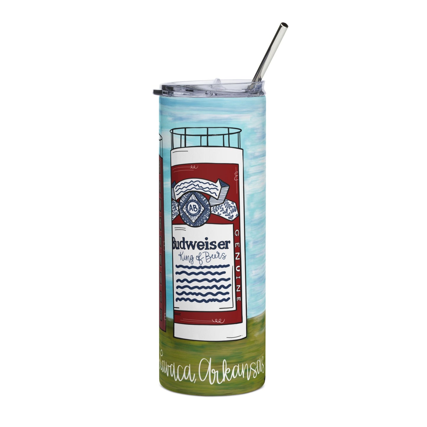 Belle Point 20oz Stainless Tumbler — 'Turn Left at the Beer Can' Roadside Brewery Travel Mug
