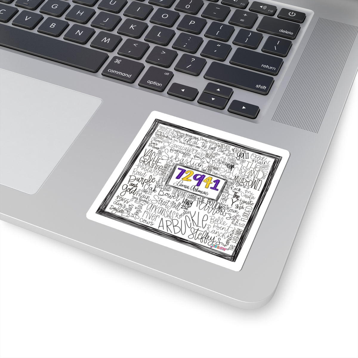 Sticker — "72941" Local Town Handlettered Wordmap Kiss-Cut Sticker
