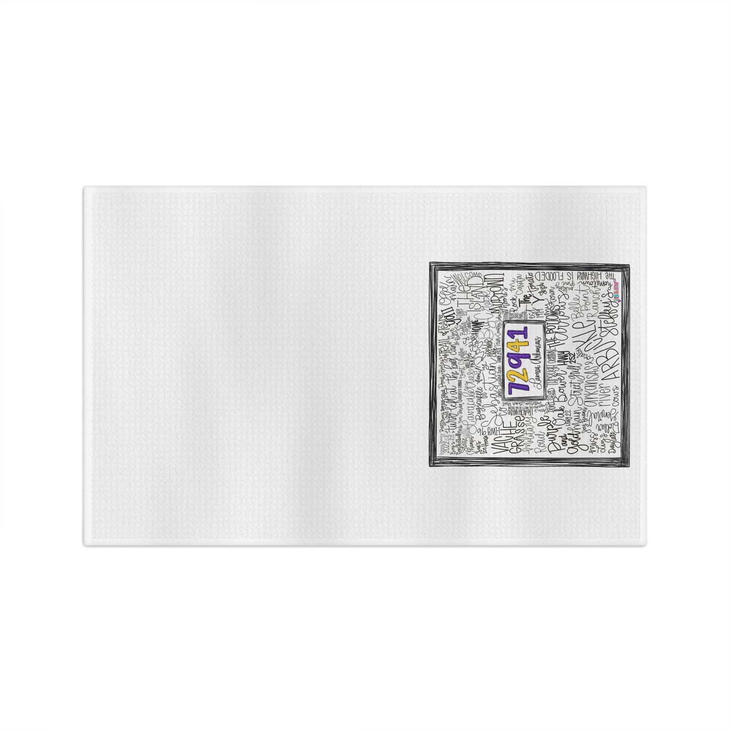 Tea Towel — Handwritten Names Collage with 7291 Badge Microfiber Tea Towel