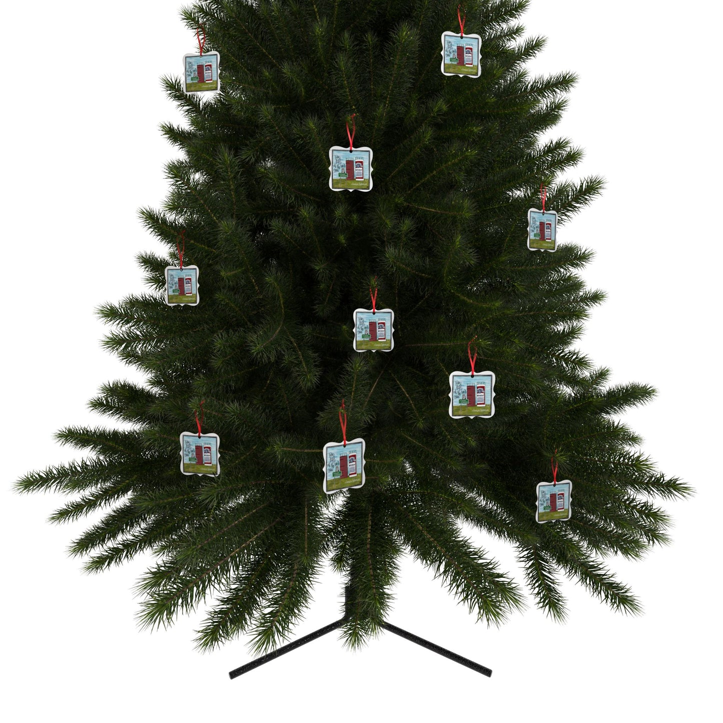 Belle Point Roadside Silos Aluminum Ornament — Rustic Beer-Themed Holiday Decoration (1–20 pcs)