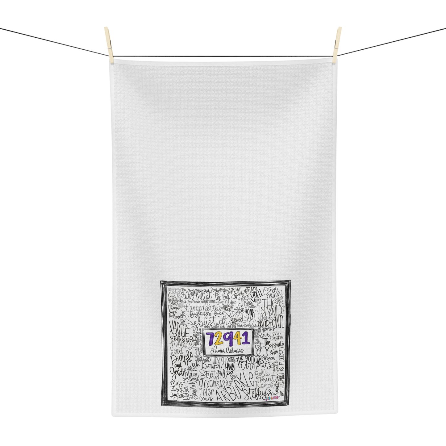 Tea Towel — Handwritten Names Collage with 7291 Badge Microfiber Tea Towel