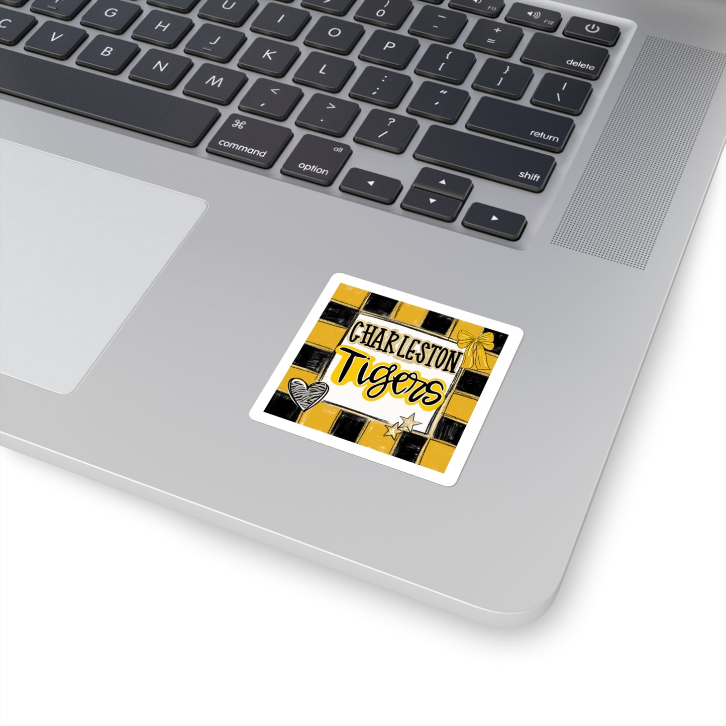 Charleston Tigers Checkerboard Square Sticker — School Spirit Decal