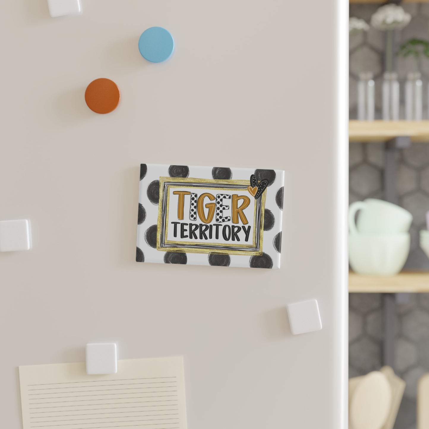 Tiger Territory Rectangle Magnet — Polka Dot School Spirit Refrigerator Magnet