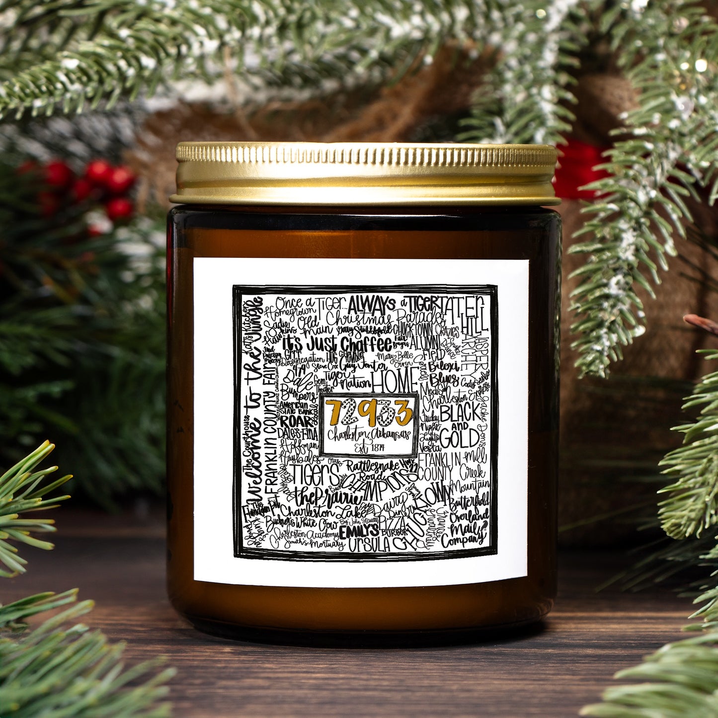 Charleston Word ArtCandle Amber Jar 9oz