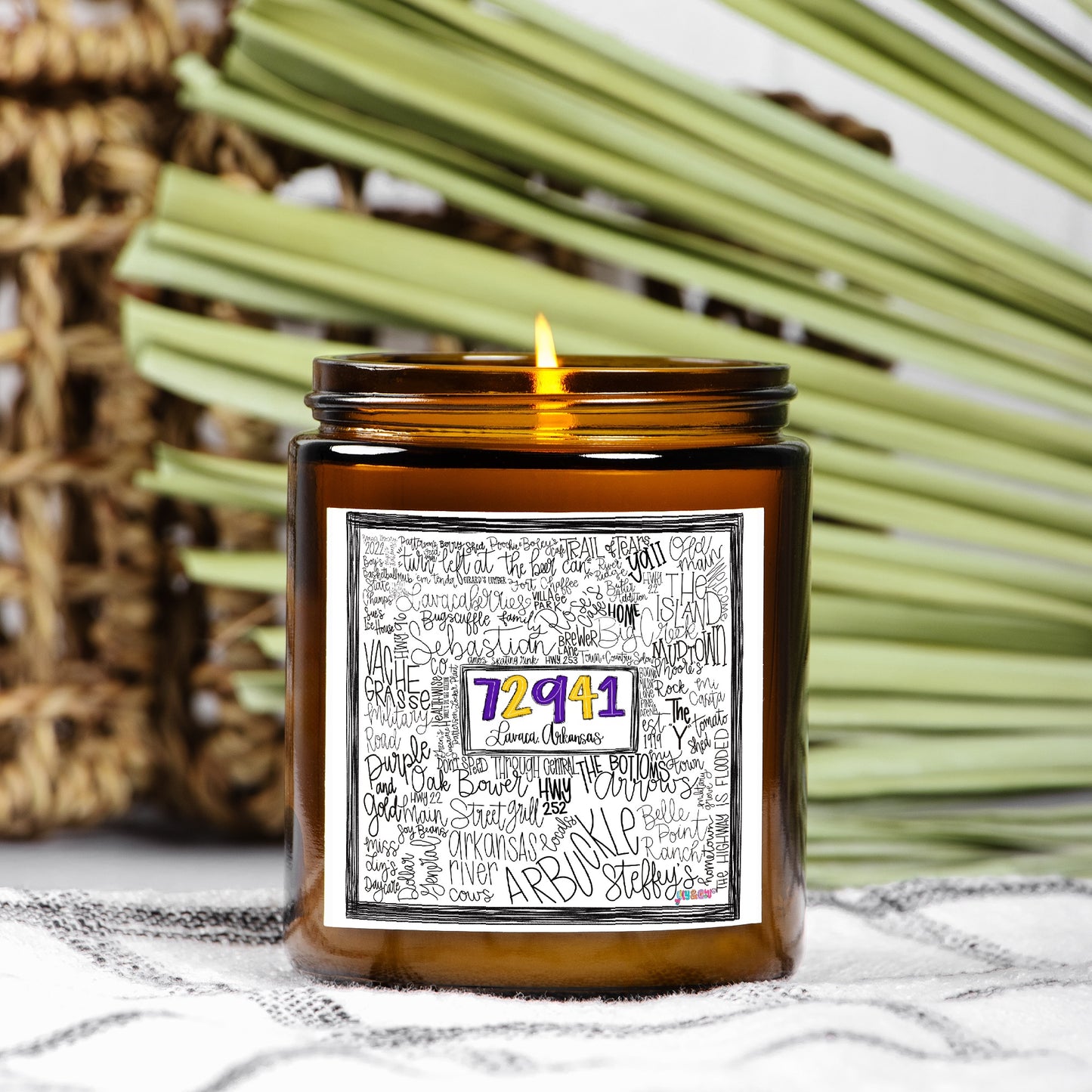 Lavaca Word Art Candle Amber Jar 9oz