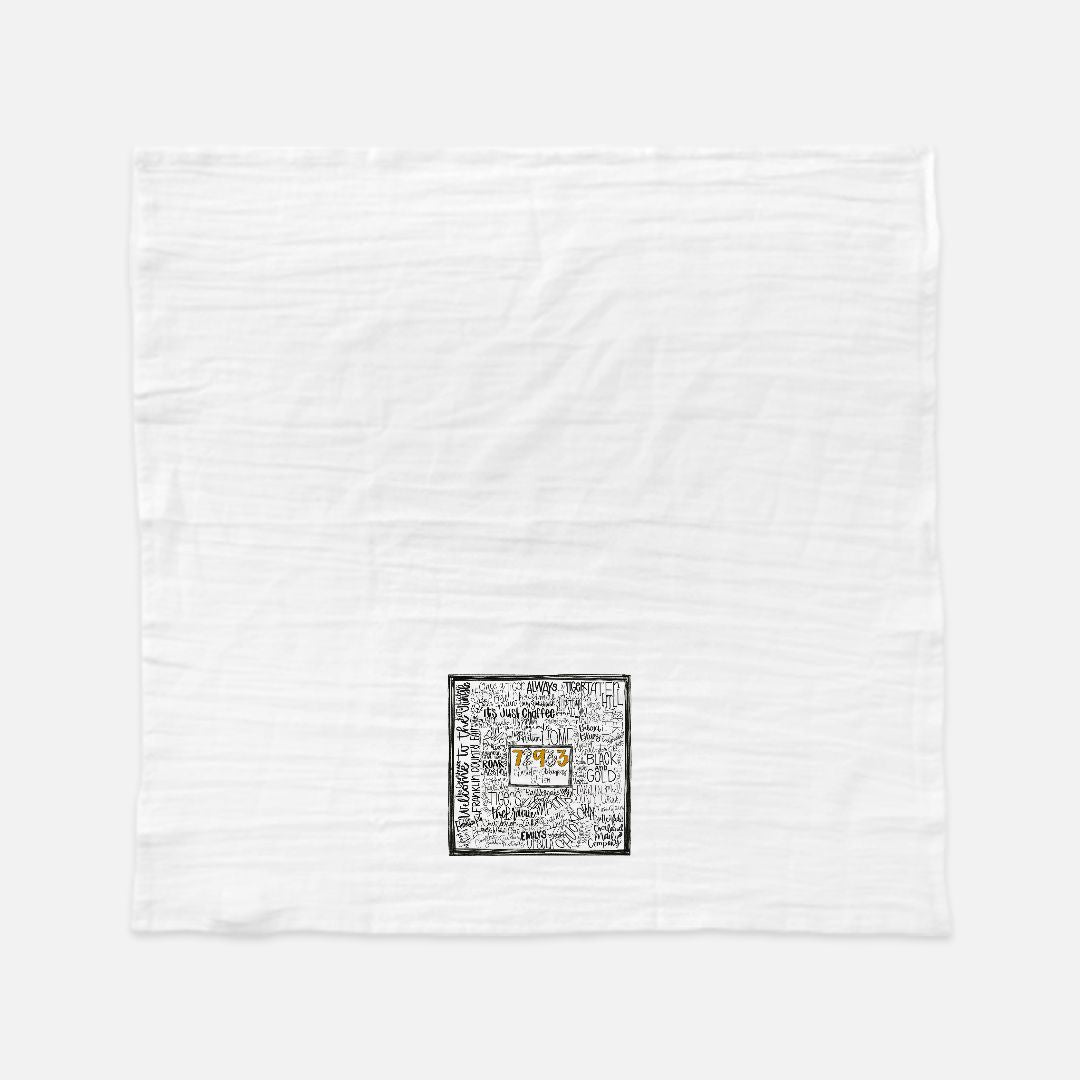 Charleston Doodle Word Flour Sack Tea Towel