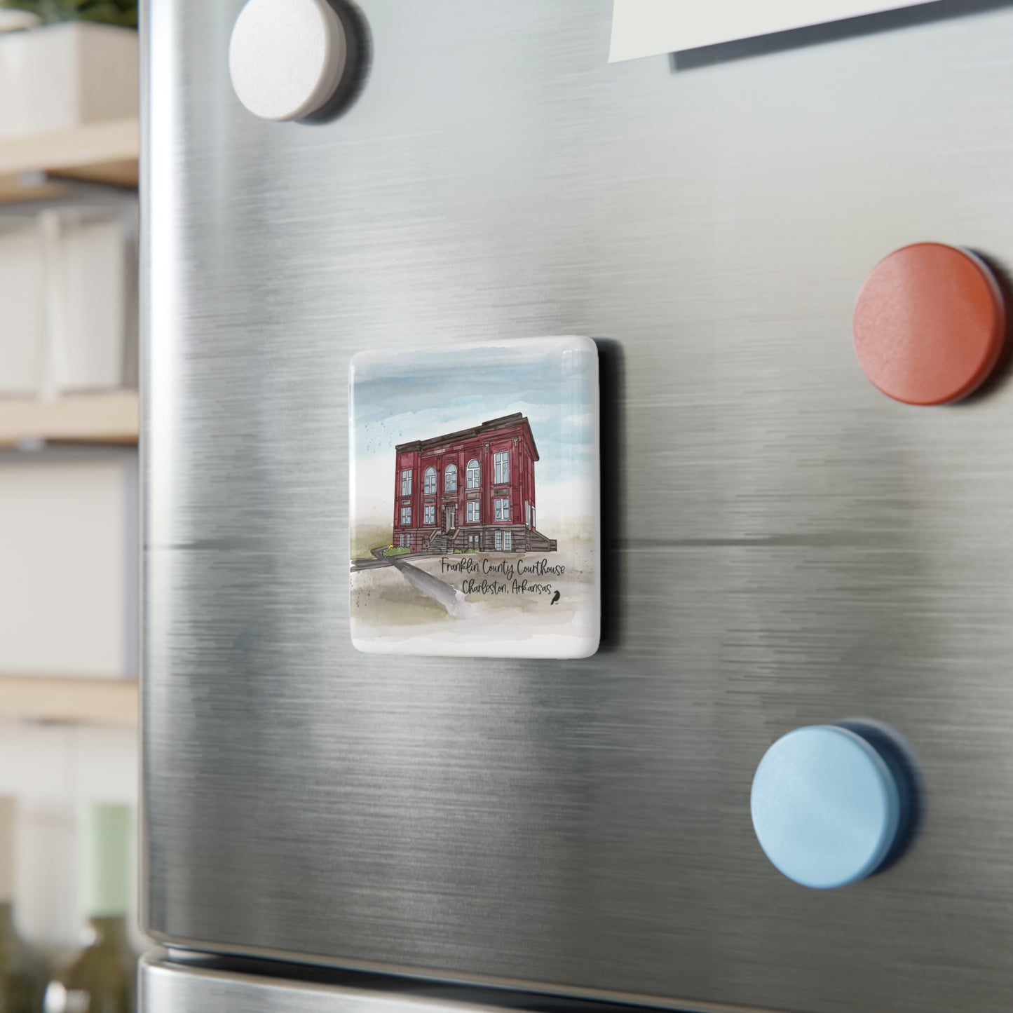Porcelain Magnet — Franklin County Courthouse Illustration (Charleston, AR)