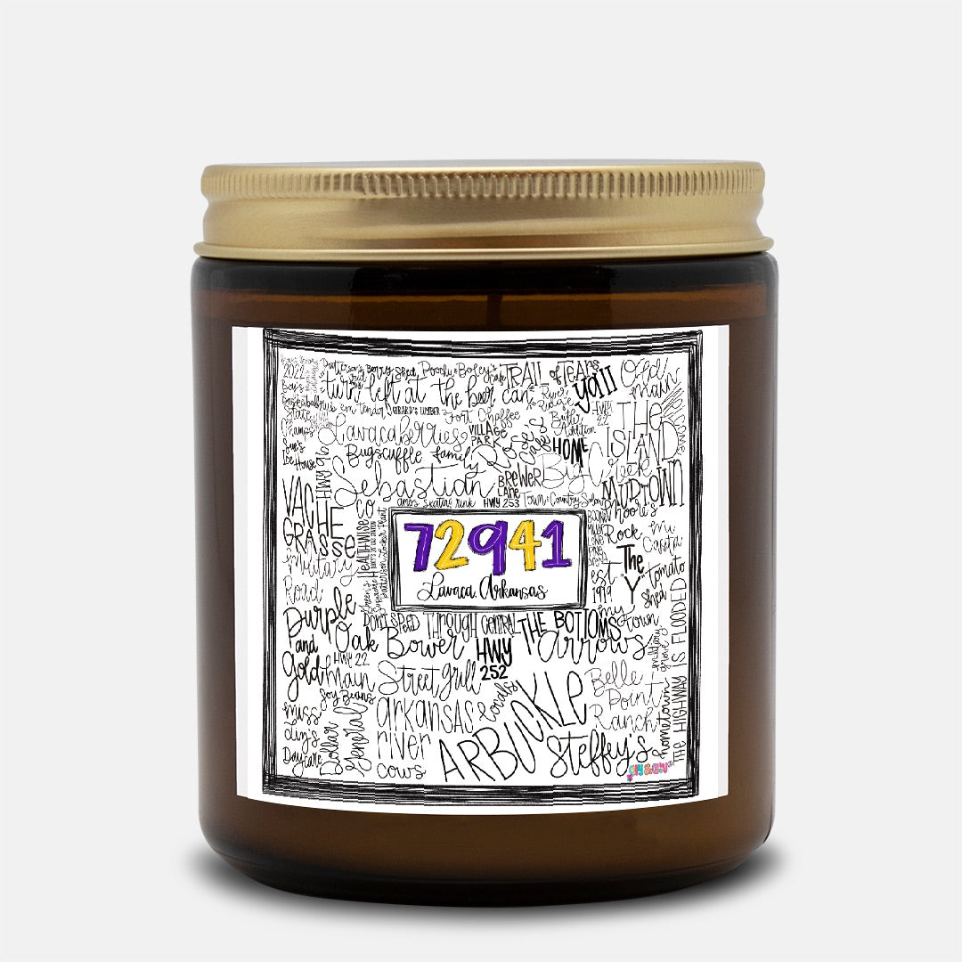 Lavaca Word Art Candle Amber Jar 9oz