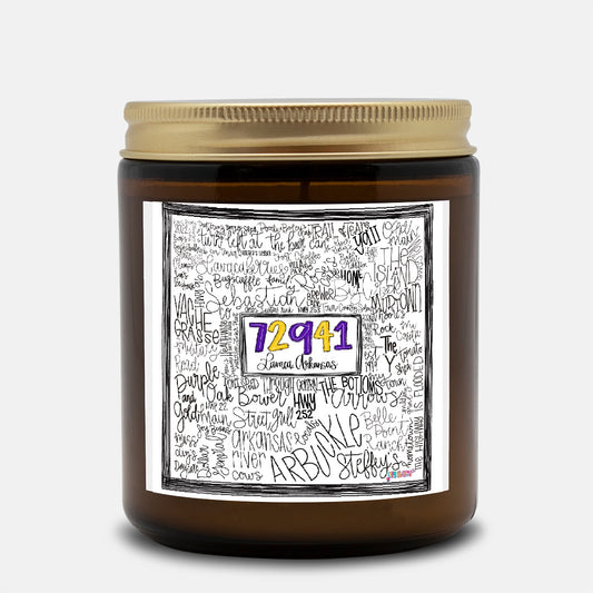 Lavaca Word Art Candle Amber Jar 9oz