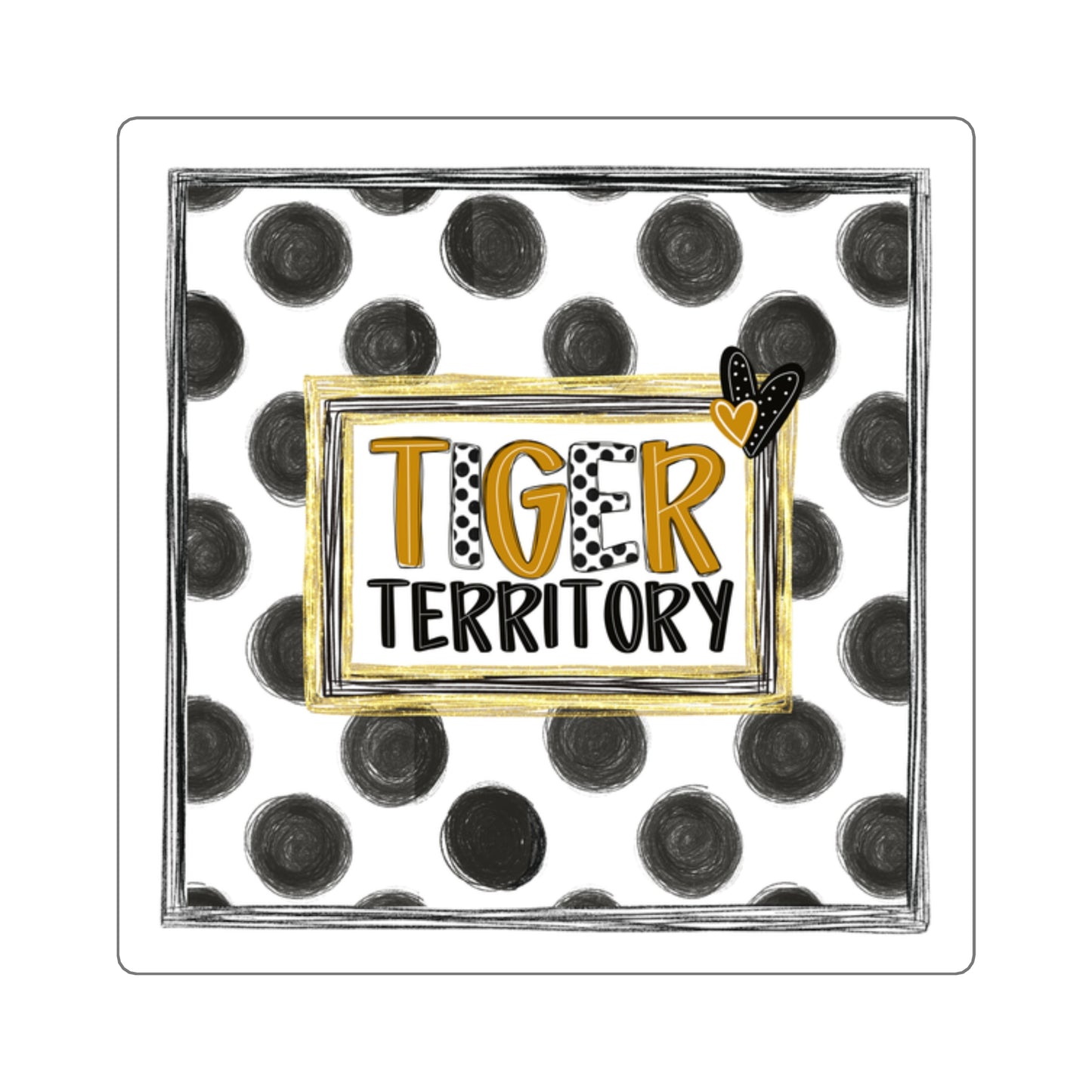 Tiger Territory Square Sticker — Black Polka Dot Laptop Decal