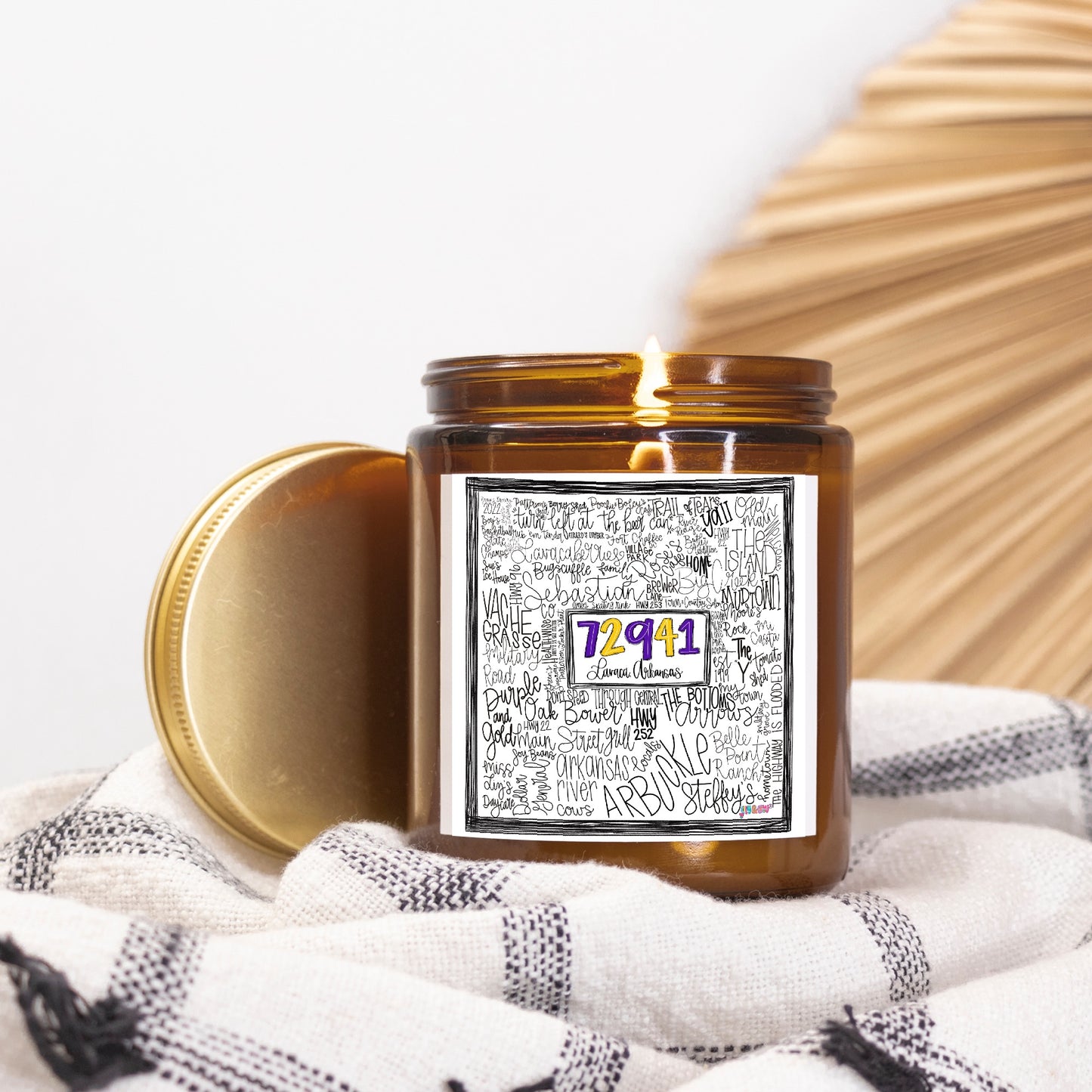 Lavaca Word Art Candle Amber Jar 9oz
