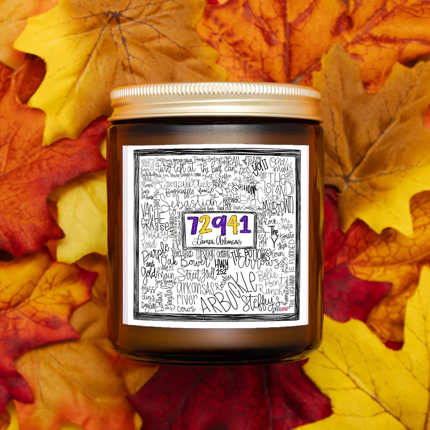 Lavaca Word Art Candle Amber Jar 9oz