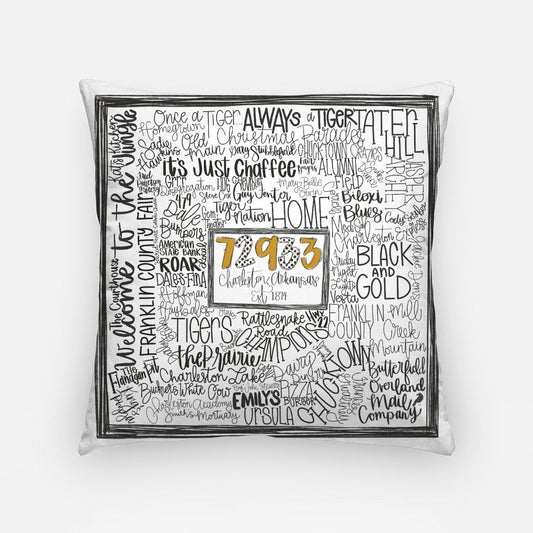 Charleston Doodle Word Pillow