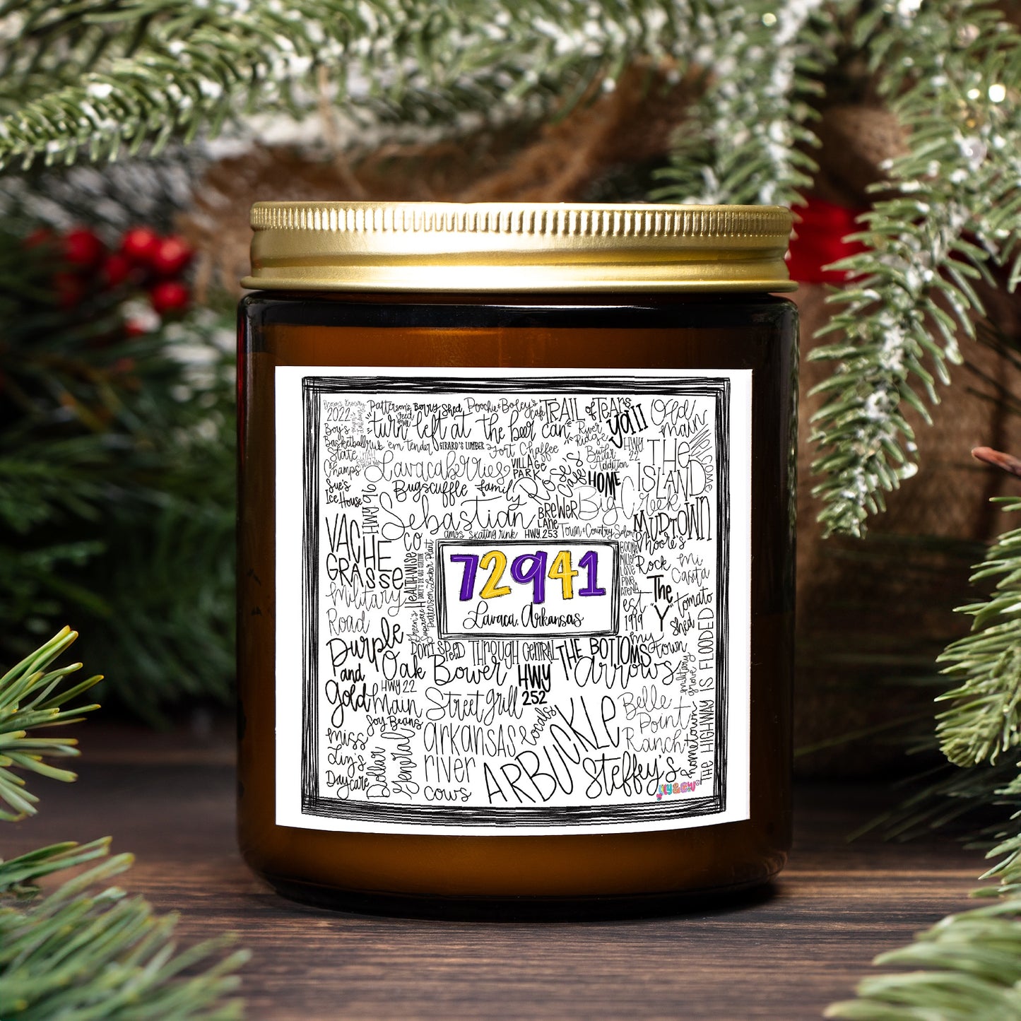 Lavaca Word Art Candle Amber Jar 9oz