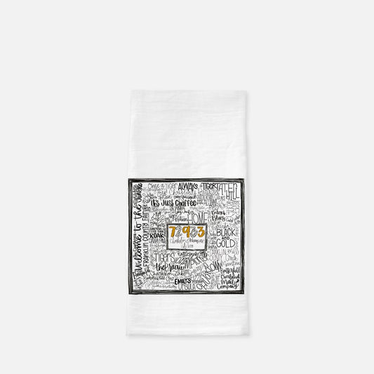 Charleston Doodle Word Flour Sack Tea Towel