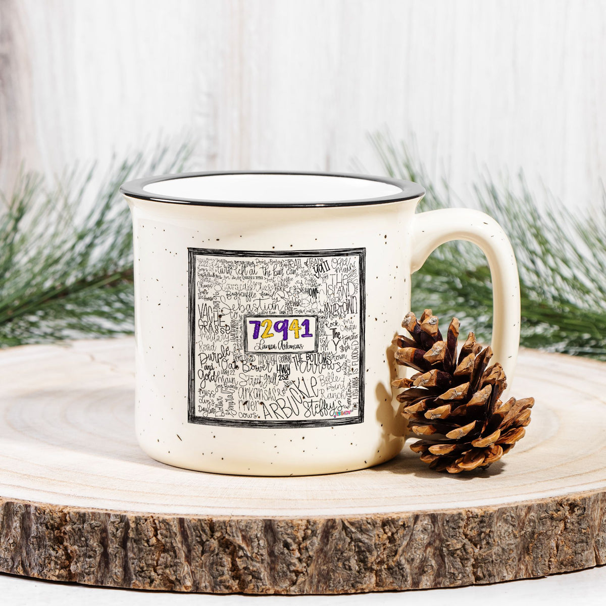 Lavaca Word Doodle Ceramic Camp Mug