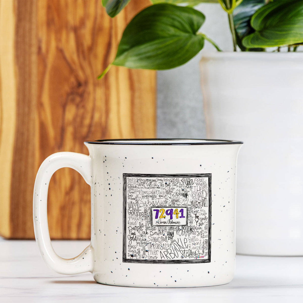 Lavaca Word Doodle Ceramic Camp Mug