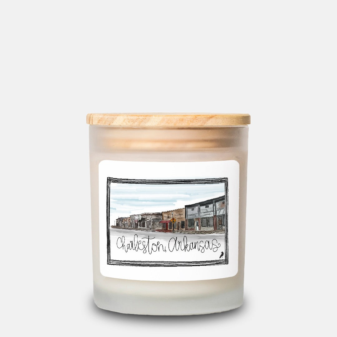Charleston Mainstreet Watercolor Candle Frosted Glass (Hand Poured 11 oz)