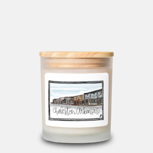Charleston Mainstreet Watercolor Candle Frosted Glass (Hand Poured 11 oz)